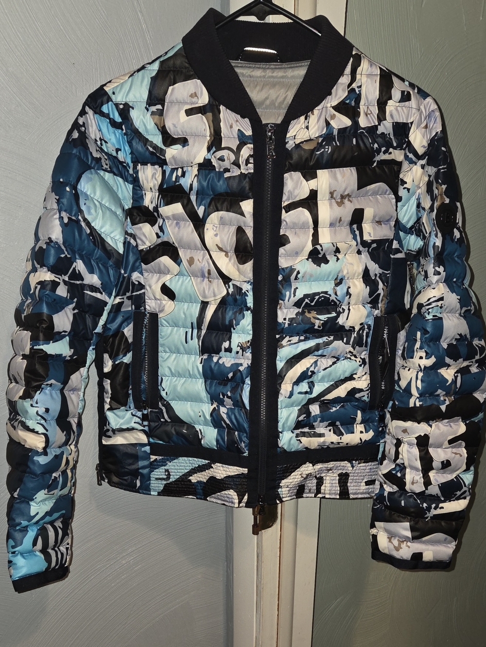 Bogner Graphic Print Quilted Bomber Puffer Jacket